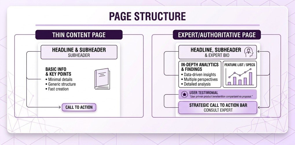 thin affiliate vs expert comparison pag