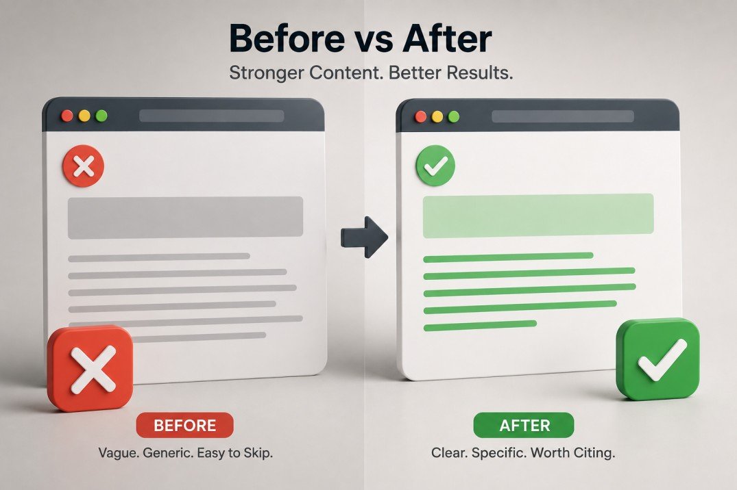 before vs after stronger content